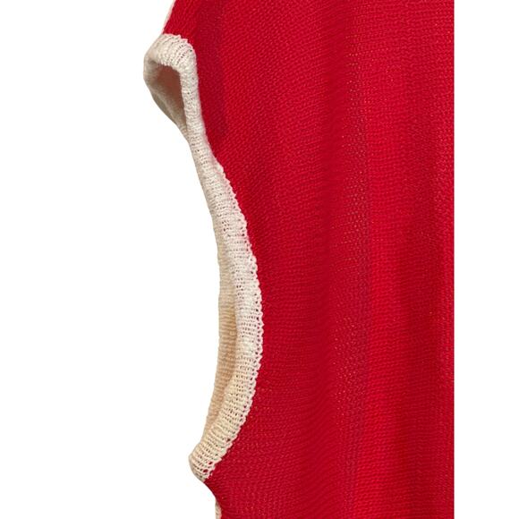 Vintage Knit‎ Red White Geometric Coogi Like Designer 1980s 70s Sweater Vest - Picture 3 of 10